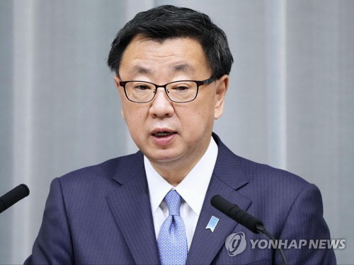 마쓰노 히로카즈 일본 관방장관. <교도=연합뉴스 자료사진>